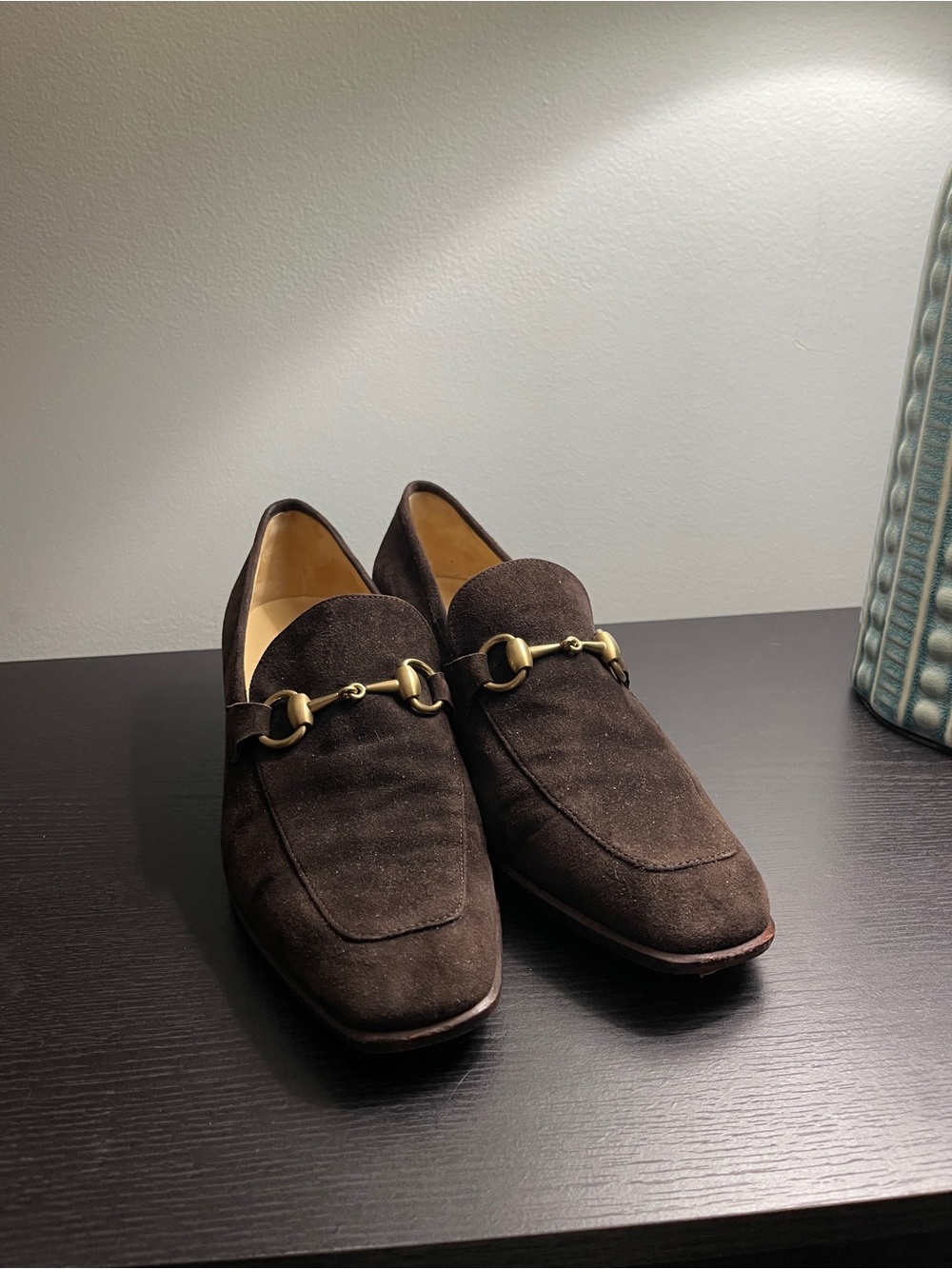 Gucci Brown Suede Horsebit Loafers